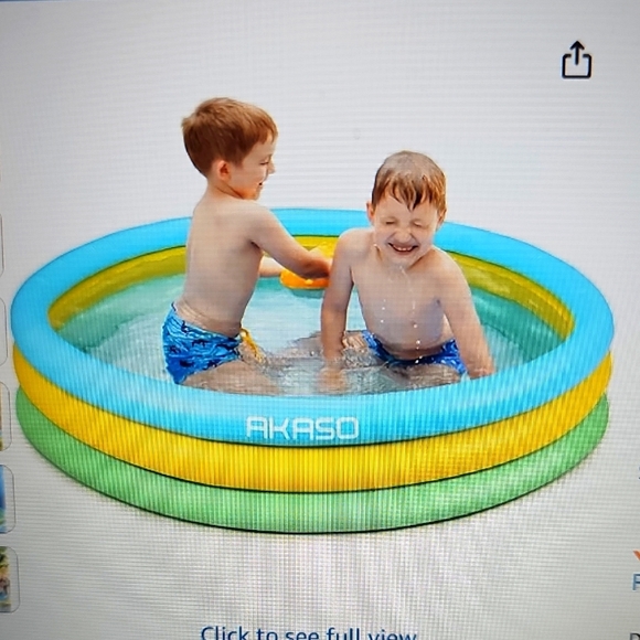 NEW Akaso Inflatable Kiddie Pool 59" X 13" Blue, Yellow & Green - Picture 1 of 10